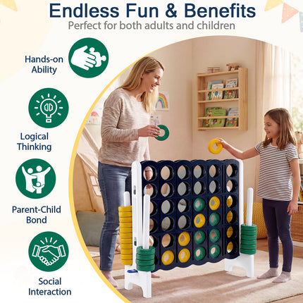 Jumbo 4-to-Score Game Set for Kids and Adults 3.5FT Tall by 4FT Wide Oversized Family Fun Game-Black