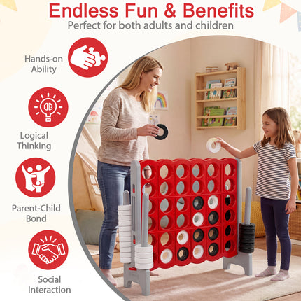 Jumbo 4-to-Score Game Set for Kids and Adults 3.5FT Tall by 4FT Wide Oversized Family Fun Game-Gray