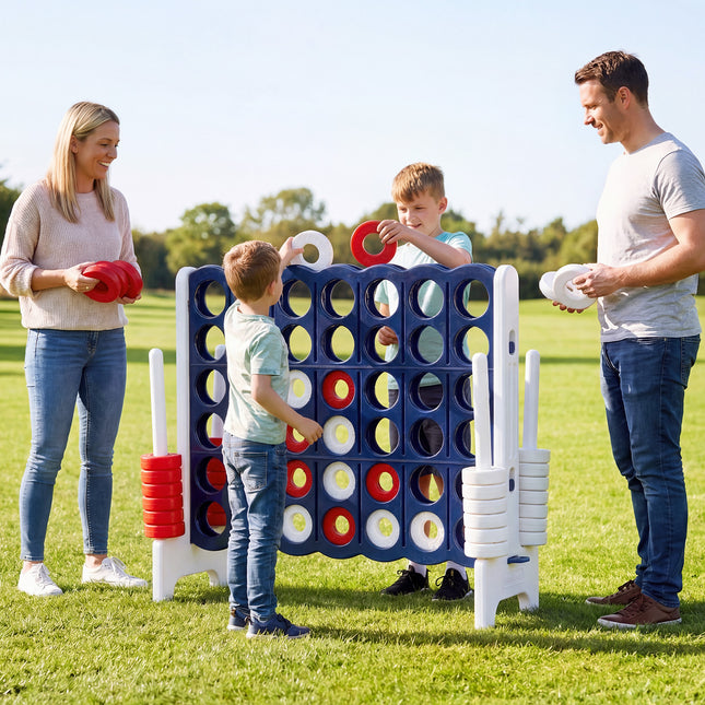 Jumbo 4-to-Score Game Set for Kids and Adults 3.5FT Tall by 4FT Wide Oversized Family Fun Game-White