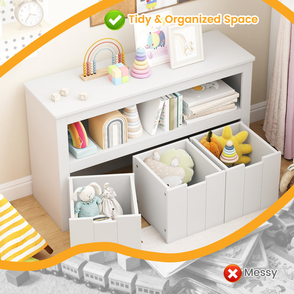 Kid Toy Storage Cabinet 3 Drawer Chest with Wheels Large Storage Cube Shelf