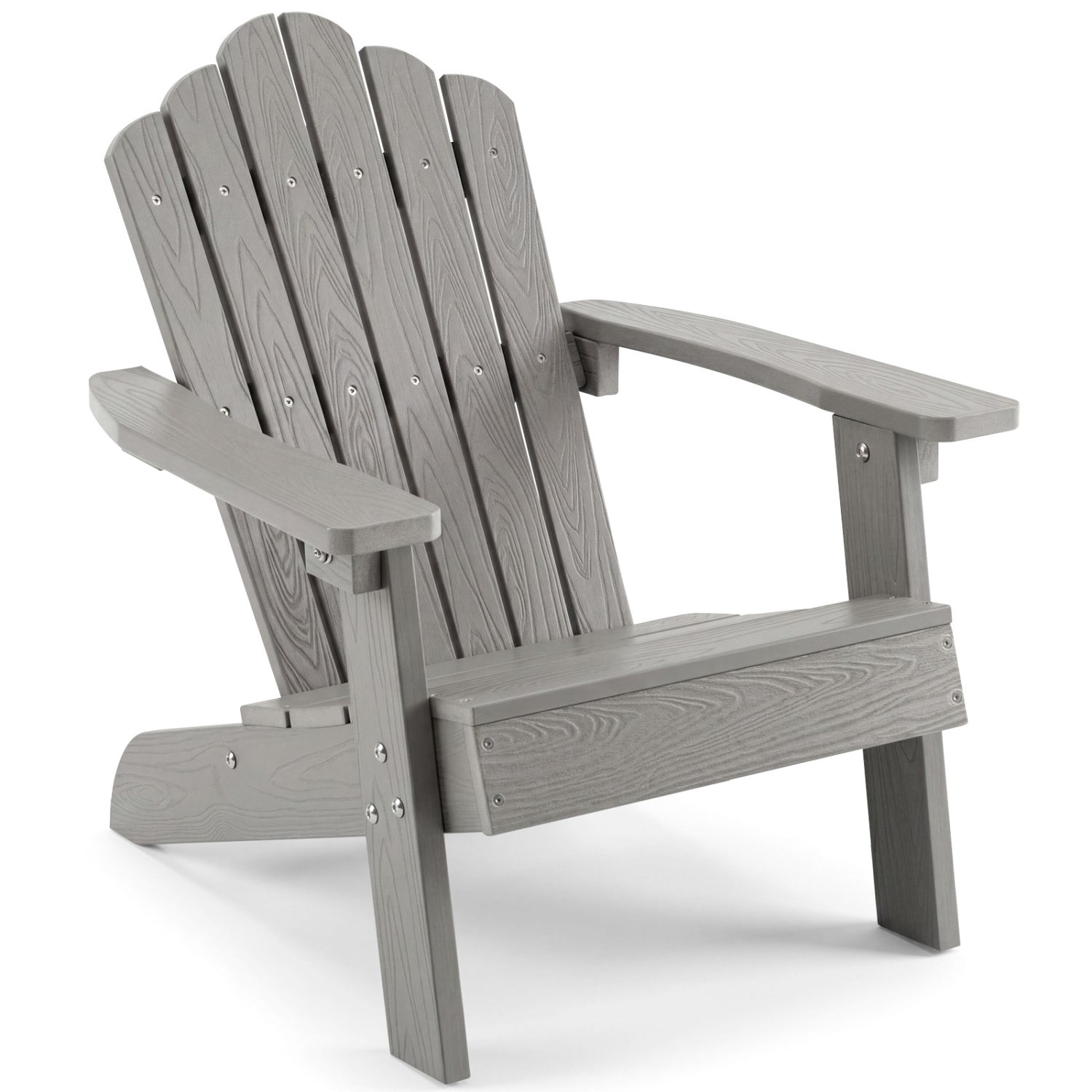 Kids Adirondack Chair All-weather Outdoor Chair for Children with Tilted High Backrest-Grey