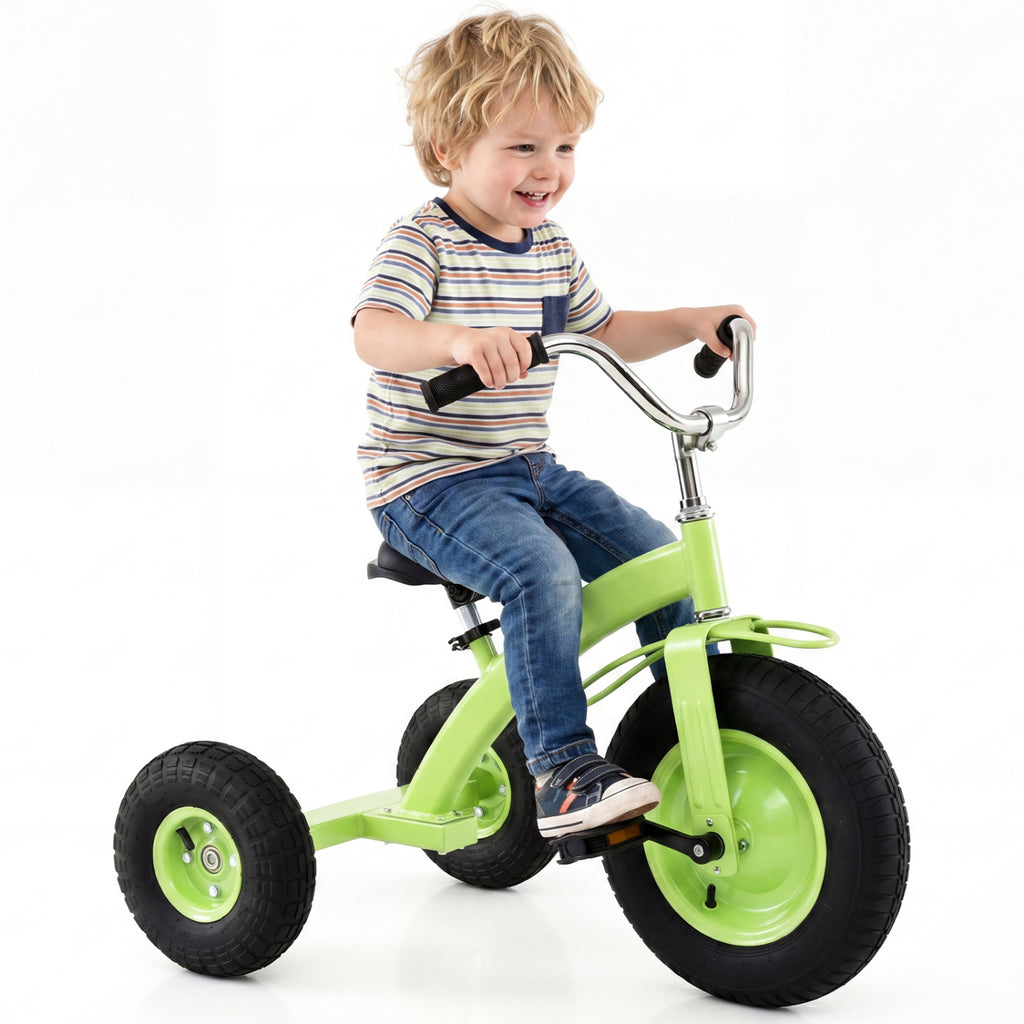 Kids Carbon Steel Bike with 15 Inch Inflatable Rubber Tires-Green