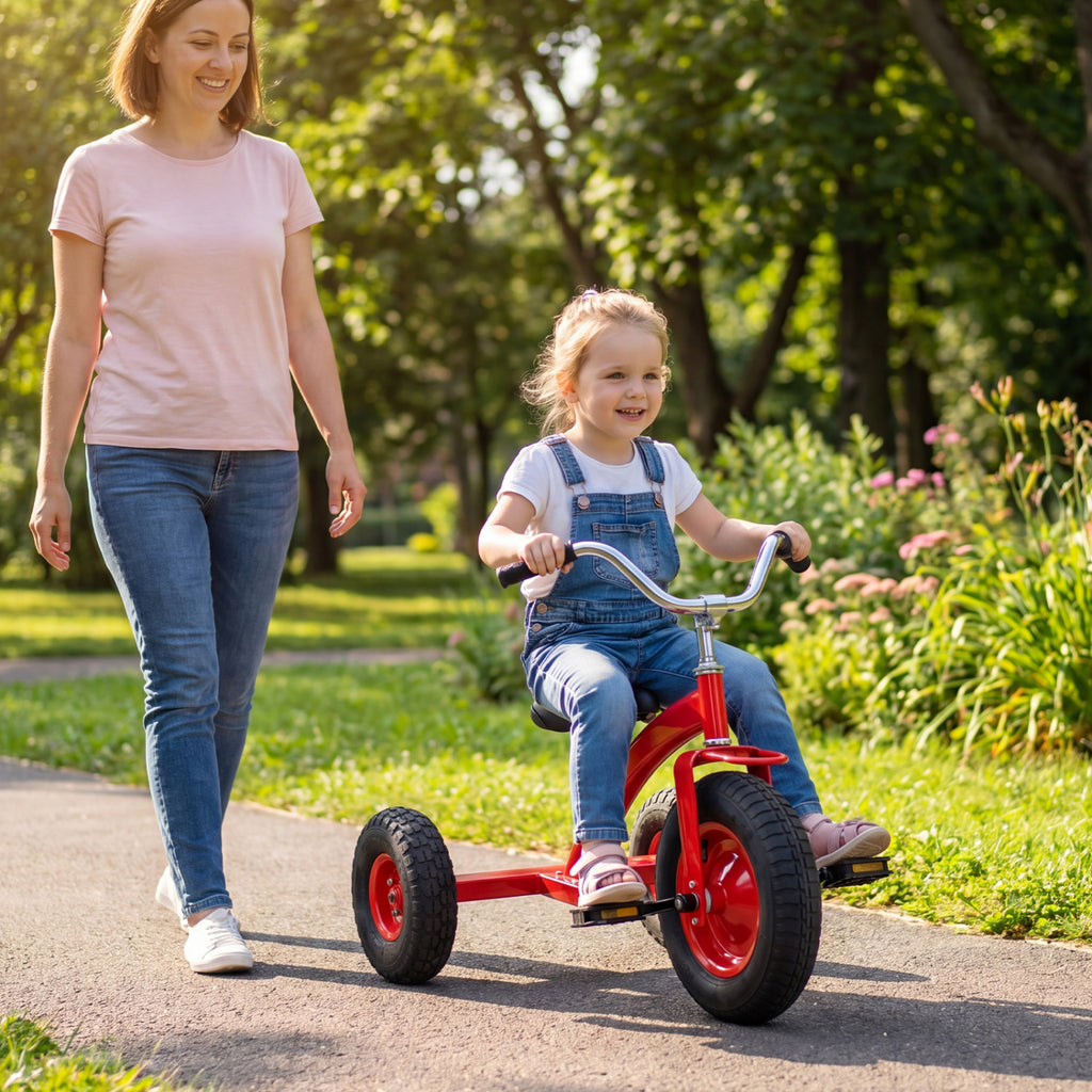 Kids Carbon Steel Bike with 15 Inch Inflatable Rubber Tires-Red
