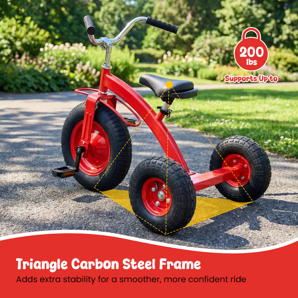 Kids Carbon Steel Bike with 15 Inch Inflatable Rubber Tires-Red