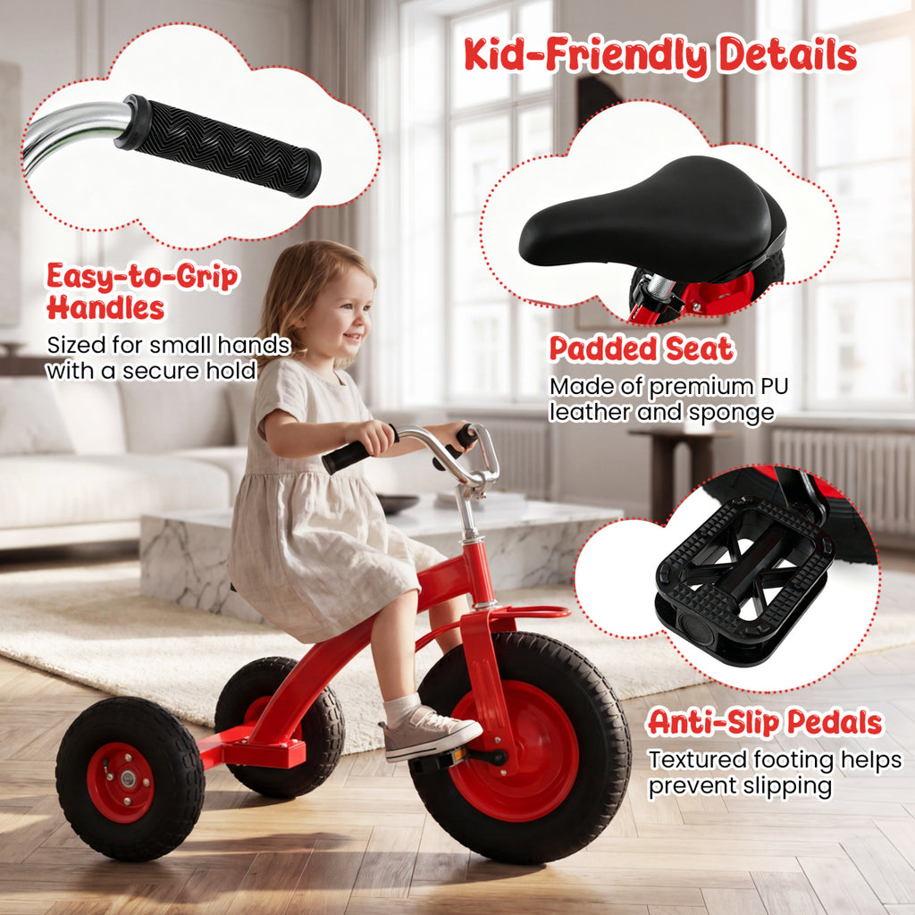 Kids Carbon Steel Bike with 15 Inch Inflatable Rubber Tires-Red