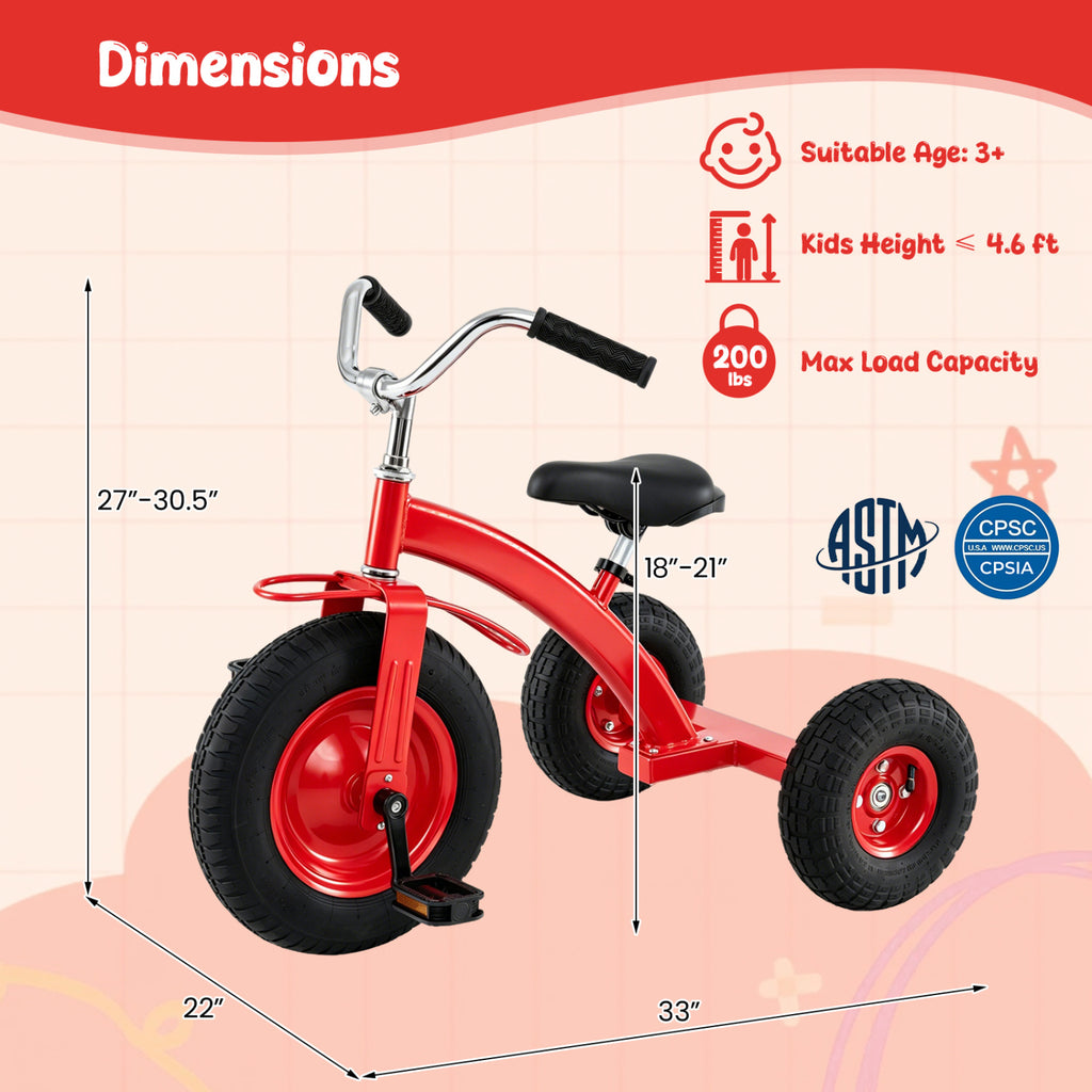 Kids Carbon Steel Bike with 15 Inch Inflatable Rubber Tires-Red