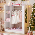 Kids Dress Up Storage with Mirrors and Hanging Rack and Shelves for Bedroom-Red