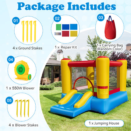 Kids Inflatable Bounce House with Slide and 550W blower