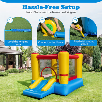 Kids Inflatable Bounce House with Slide and 550W blower