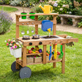 Kids Mud Kitchen with Water Tank and Sink and 15 Accessories for Ages 3+-Natural