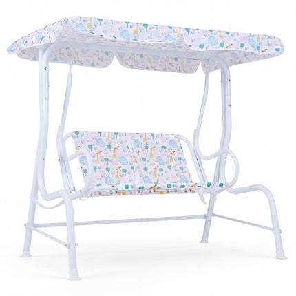 Kids Patio Swing 2-Seater Outdoor Porch Swing Lounge Chair with Adjustable Canopy-White