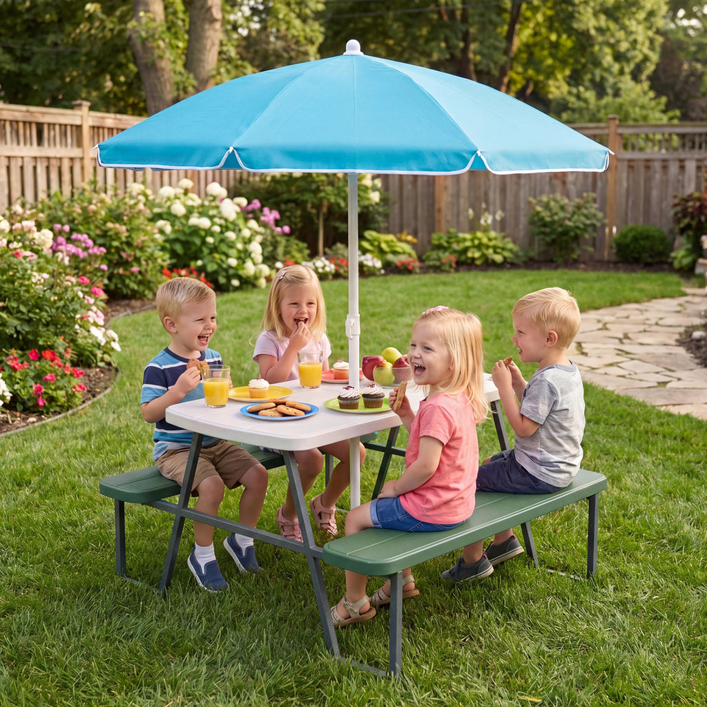 Kids Picnic Table with Benches Seats up to 4-Green
