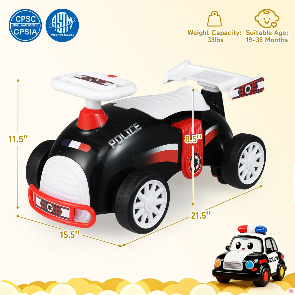 Kids Ride On Car Sliding Toy with Music and Under-Seat Storage-Black & Red
