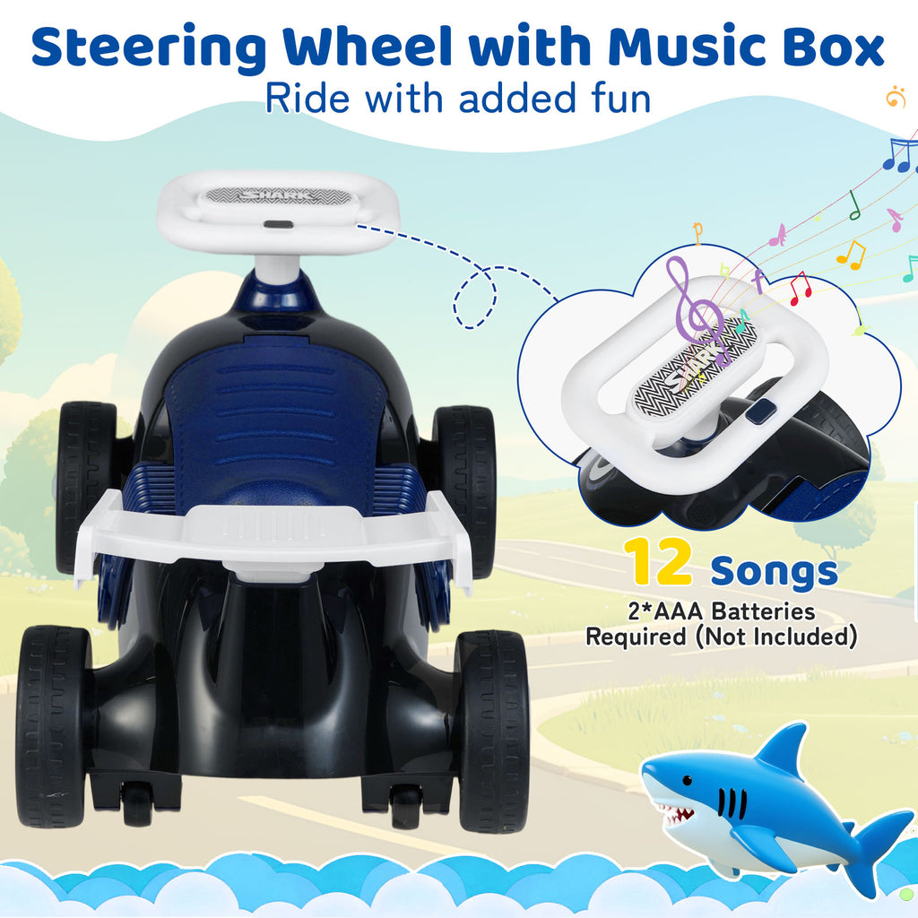 Kids Ride On Car Sliding Toy with Music and Under-Seat Storage-Black & Blue