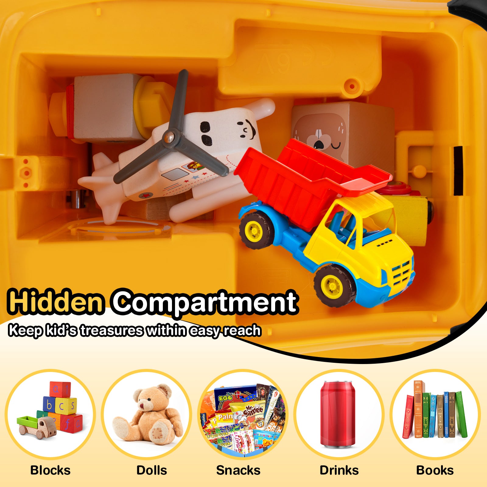 Kids Ride on Excavator with Adjustable Shovel-Yellow