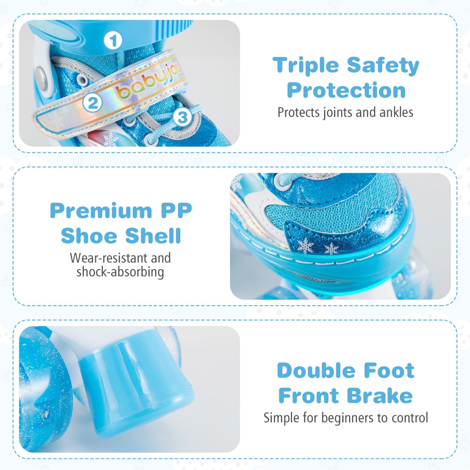 Kids Roller Skates 4 Sizes Adjustable with Light-up Wheels for Toddler Aged 3-4 (XS)-Blue