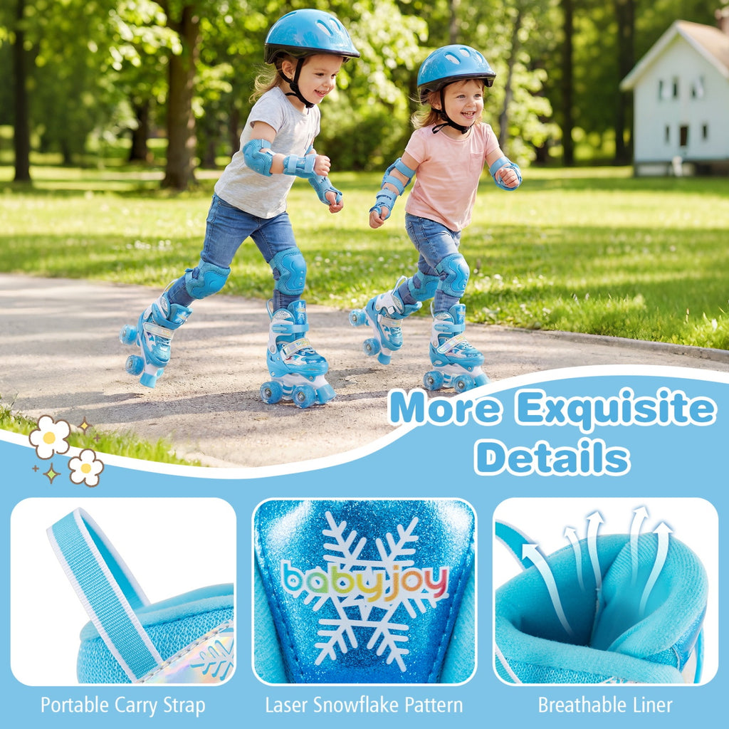 Kids Roller Skates 4 Sizes Adjustable with Light-up Wheels for Toddler Aged 3-4 (XS)-Blue