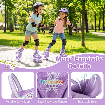 Kids Roller Skates for Girls Boys with Light-up Wheels and Safety Protection-Purple