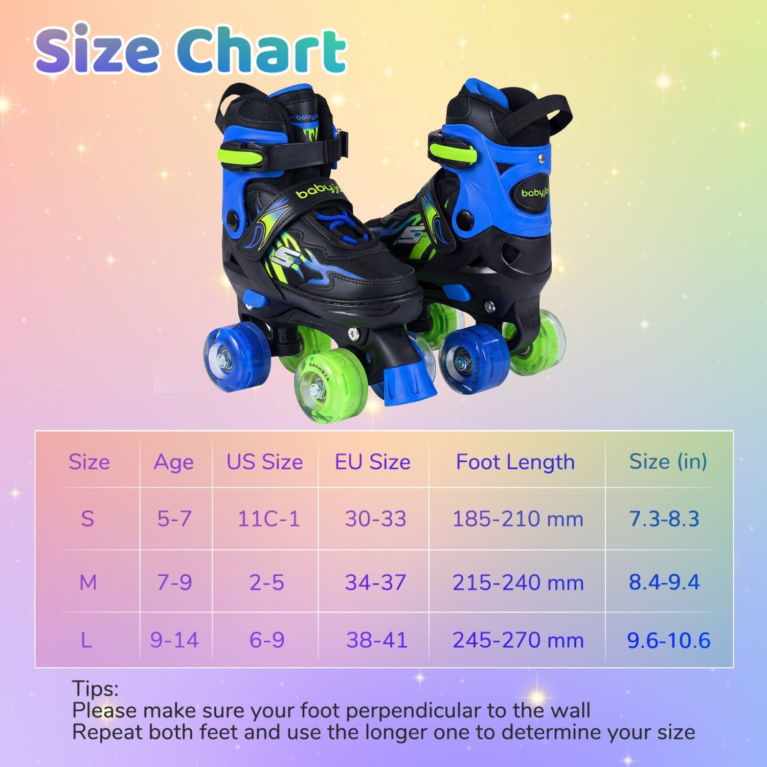 Patin à roulettes pour enfants, garçons et filles, 4 tailles réglables, avec roues lumineuses - Bleu marine