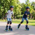 Patin à roulettes pour enfants filles garçons 4 tailles réglables patins quad avec roues lumineuses pour l'extérieur-Bleu marine
