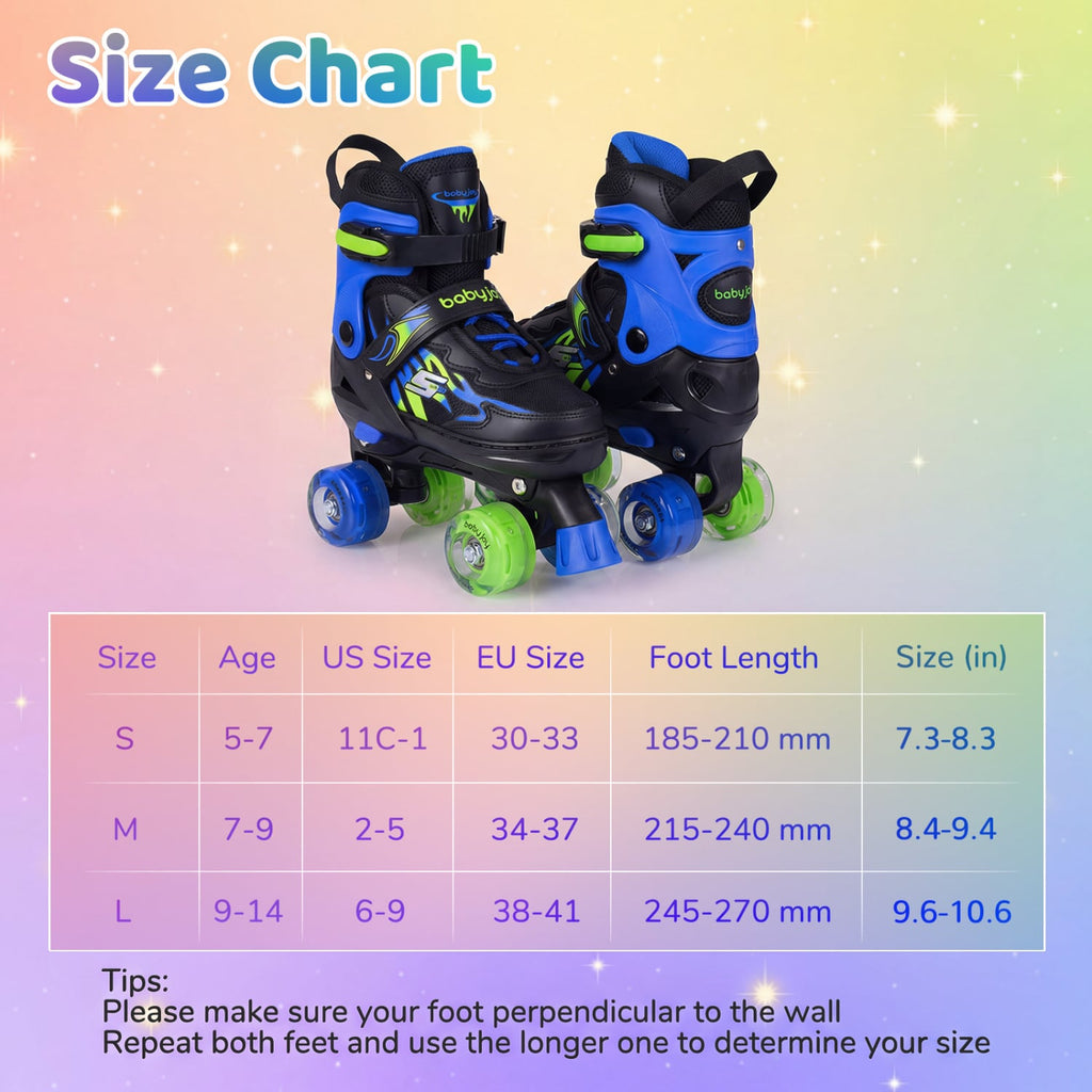 Patin à roulettes pour enfants filles garçons 4 tailles réglables patins quad avec roues lumineuses pour l'extérieur-Bleu marine