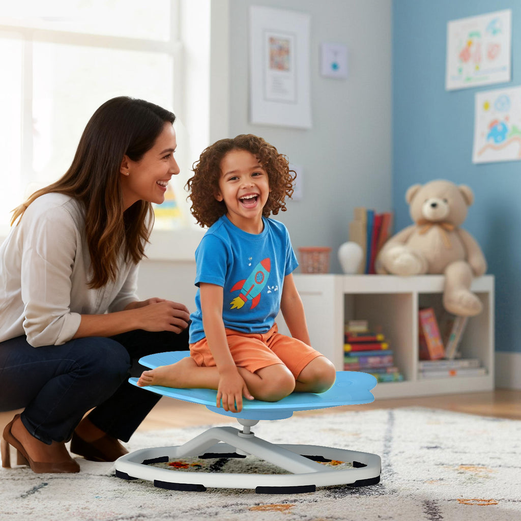 Kids Sensory Swivel Chair Elephant 360° Spinning Chair with Non-Slip Metal Base-Light Blue