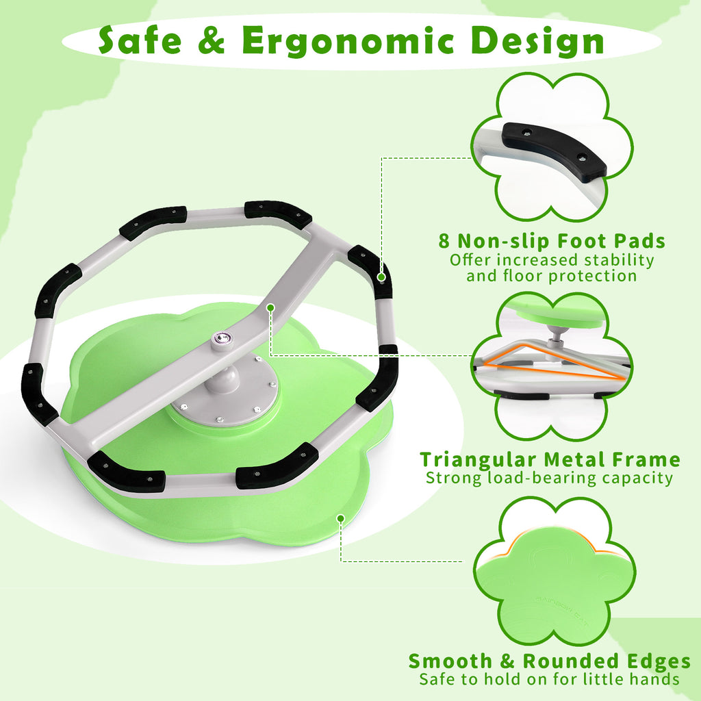 Kids Sensory Swivel Chair Cat Claw 360° Spinning Chair with Non-Slip Metal Base-Green
