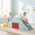Kids Soft Foam Blocks with Velvet Covers Convertible Table and Chair Set-Blue