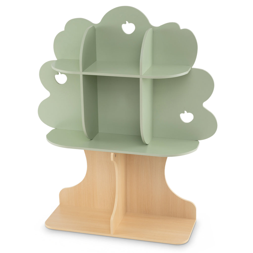 Kids Tree Bookshelf 45" Tall Freestanding Bookcase with Open Shelves-Green
