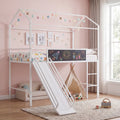 Kids Twin Size Loft Bed with Ladder and Slide for Bedroom-White