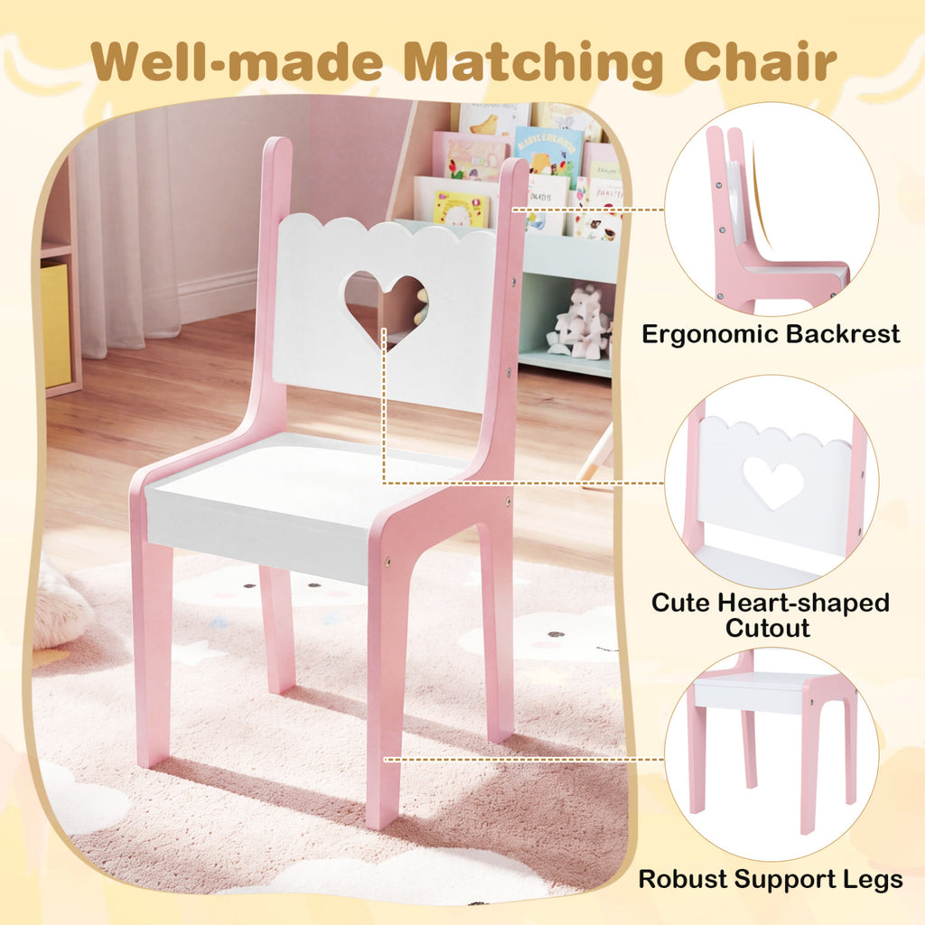 Kids Vanity Set Princess Girls Makeup Table with Mirror and Chair-White