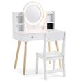 Kids Vanity Set with Lighted Mirror and Storage Drawers-White