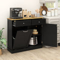 Kitchen Tilt Out Trash Cabinet with 2 Drawers and Adjustable Shelf-Black