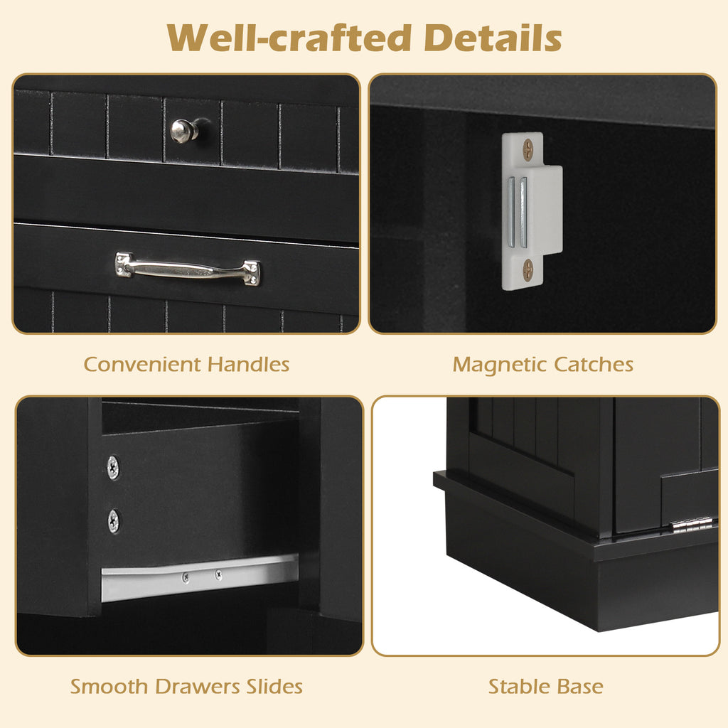 Kitchen Tilt Out Trash Cabinet with 2 Drawers and Adjustable Shelf-Black