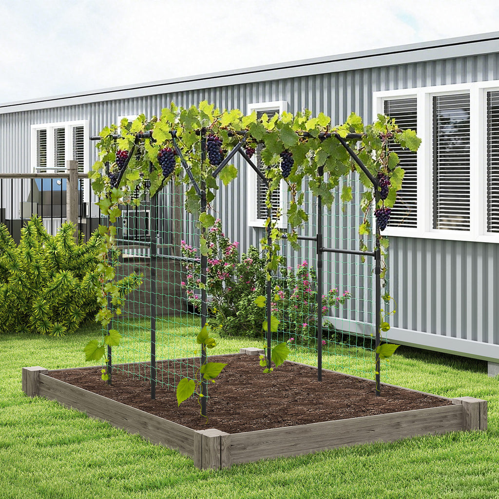 Large Garden Arch Trellis for Climbing Plants Outdoor Grape Vine Support-Black