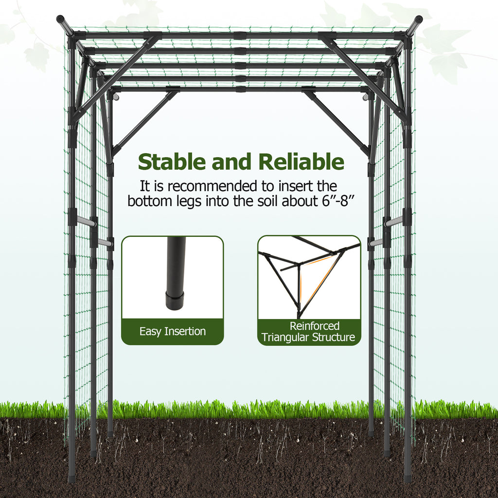 Large Garden Arch Trellis for Climbing Plants Outdoor Grape Vine Support-Black