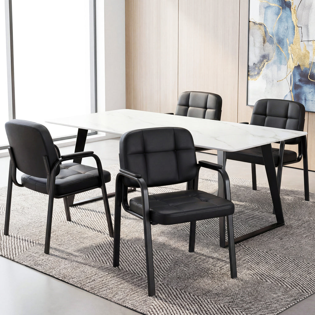 Leather Office Reception Chairs Waiting Room Guest Chairs Set of 4