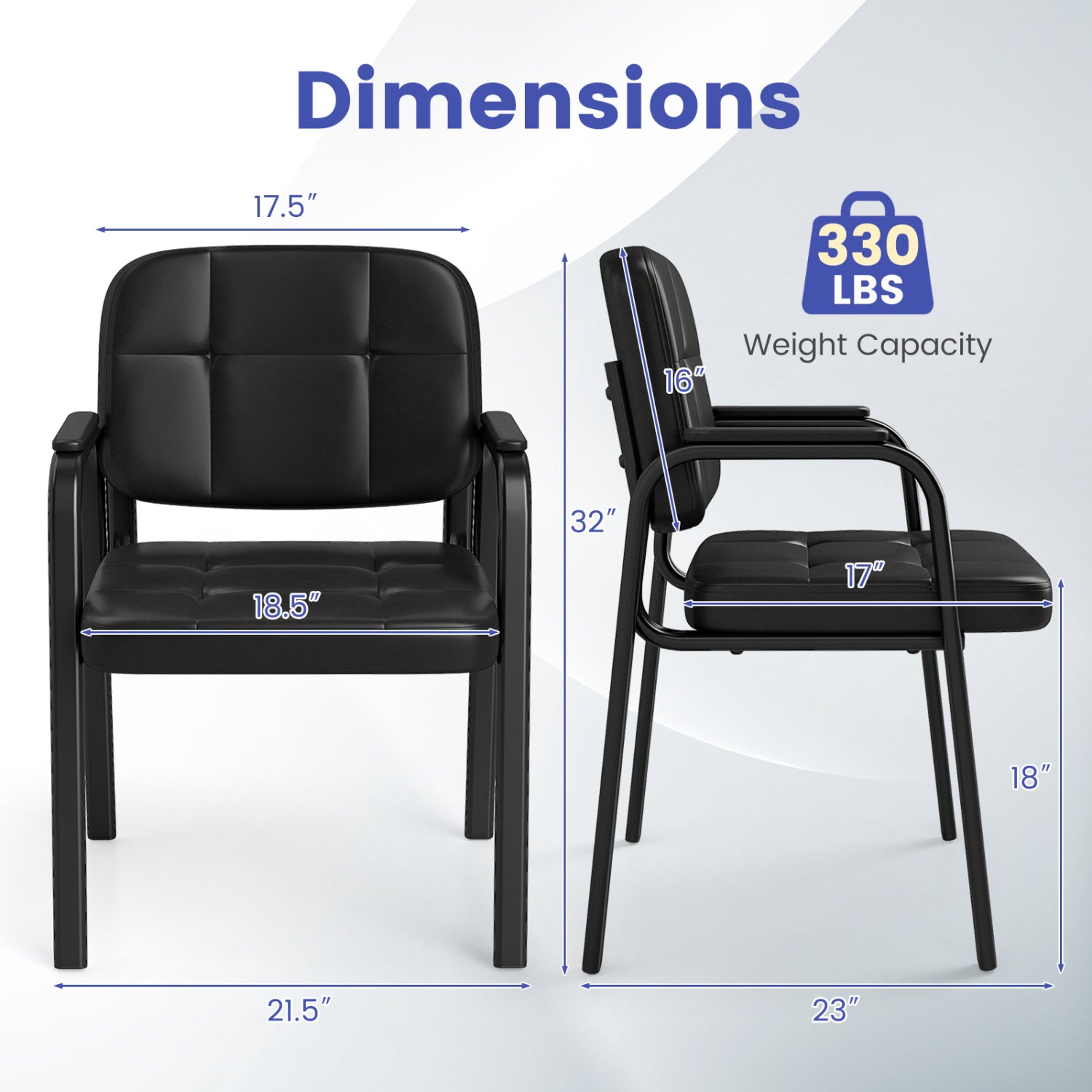 Leather Office Reception Chairs Waiting Room Guest Chairs Set of 4