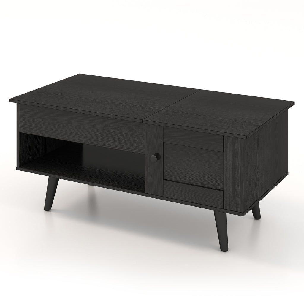Lift Top Coffee Table with Storage and Hidden Compartment-Black