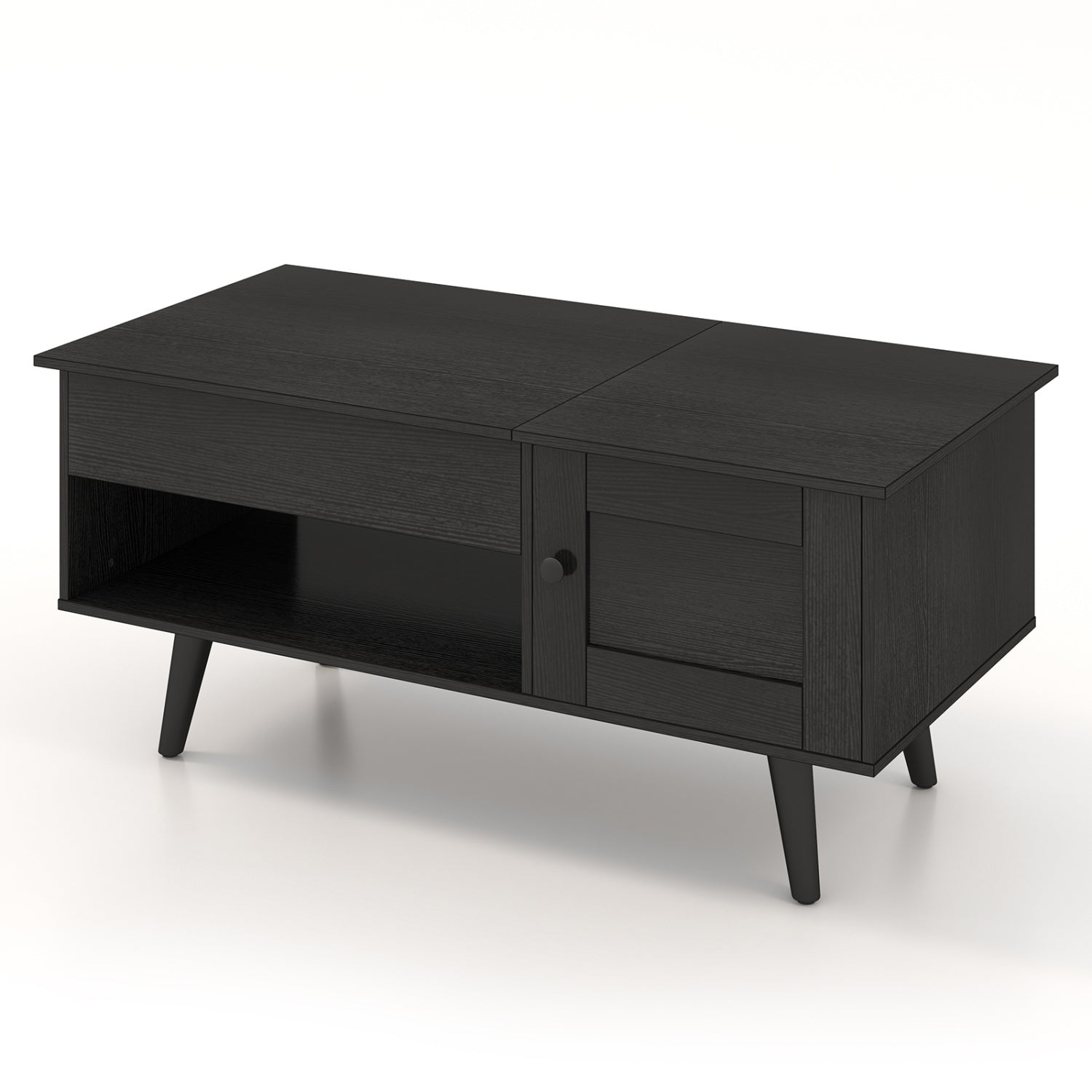 Lift Top Coffee Table with Storage and Hidden Compartment-Black