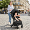 Lightweight Baby Stroller Compact Travel Stroller with One-Hand Folding-Black