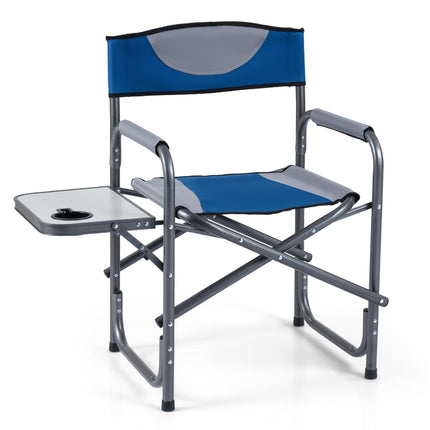 Lightweight Folding Camping Chair with Side Table-Blue