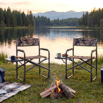 Lightweight Folding Camping Chair with Side Table-Camouflage