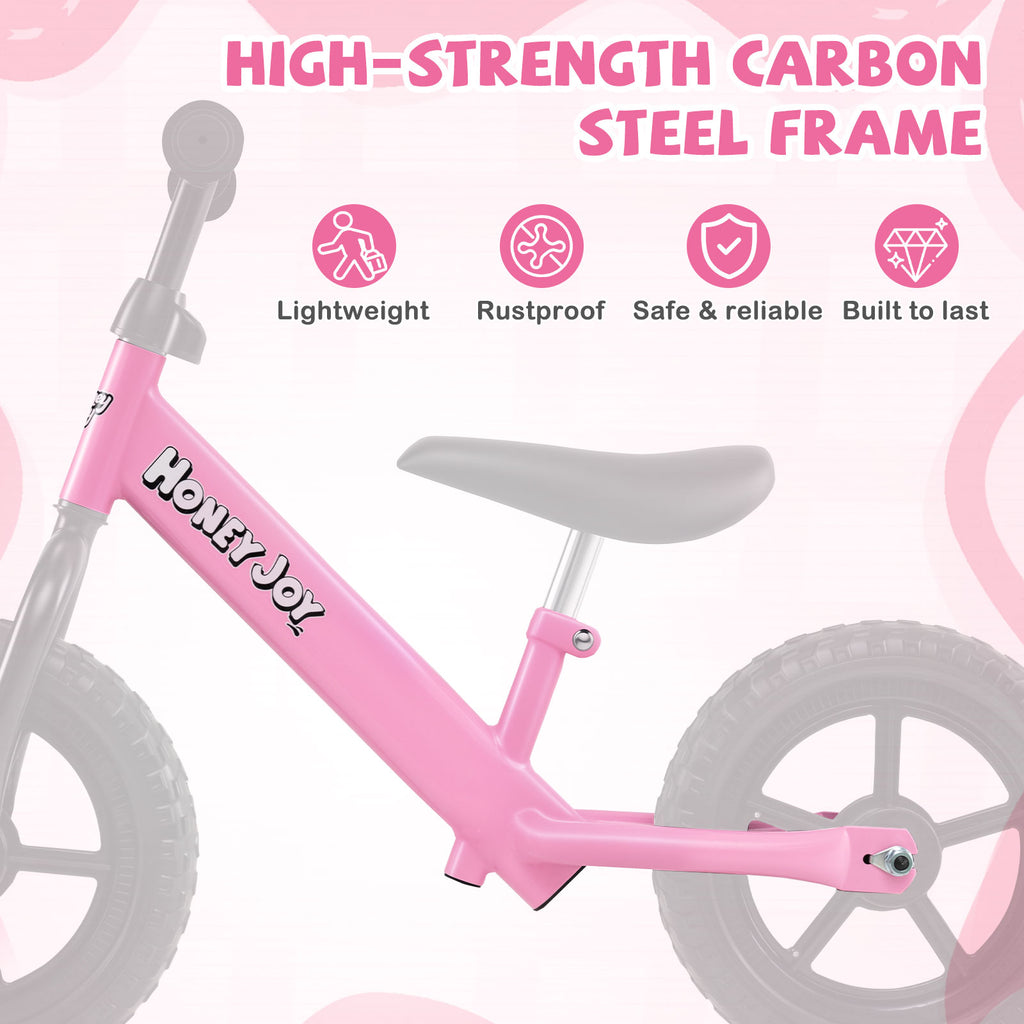 Lightweight Toddler Balance Bike No Pedal Training Bicycle-Pink