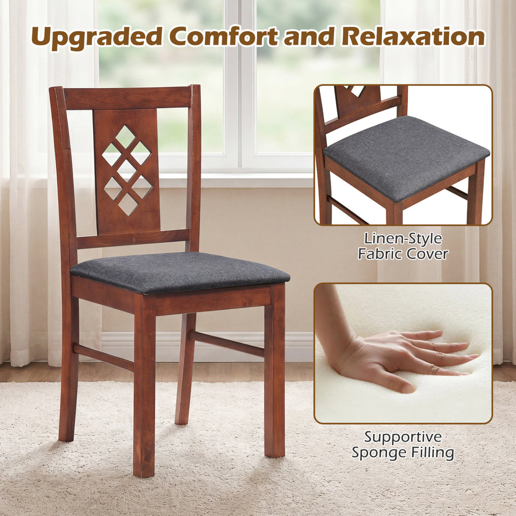 Linen Style Upholstered Kitchen Chairs with Wood Frames Set of 2-Cherry