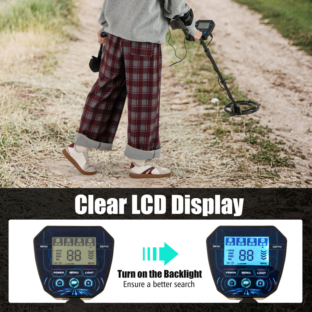 Détecteur de métaux avec écran LCD rétroéclairé et puce DSP avancée