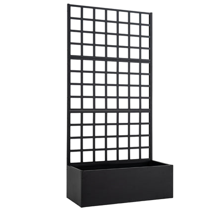 Metal Raised Garden Bed with Trellis and Drainage Holes for Climbing Plants-Black