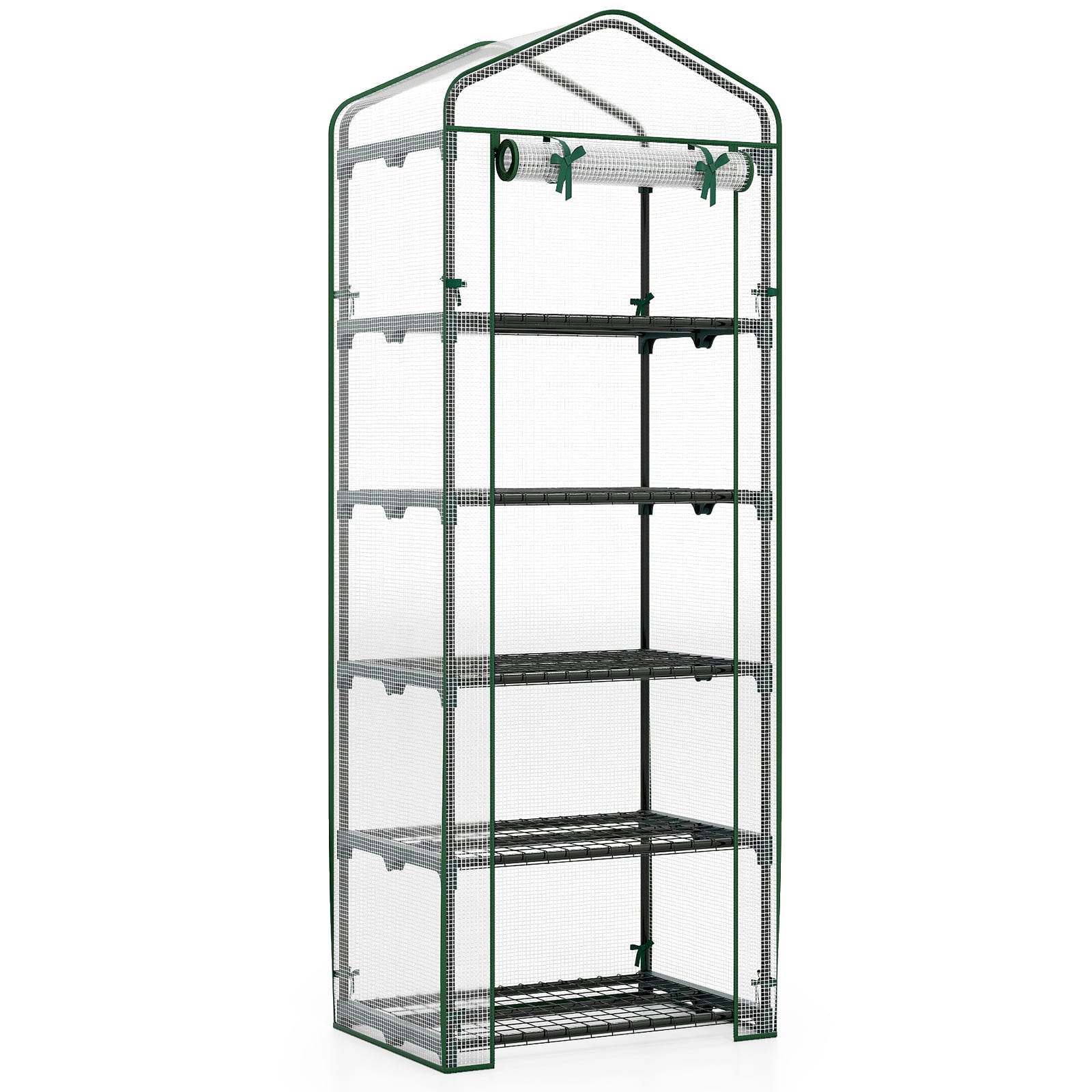 Mini Greenhouse Portable Plant Grow House with 5 Tier Shelves-White