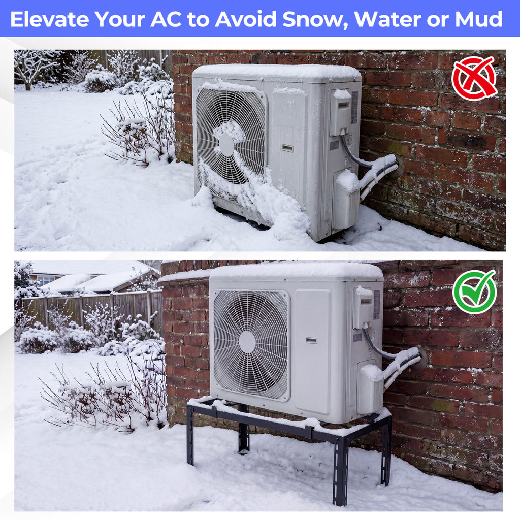 Mini Split Ground Stand Adjustable for 9000-36000 BTU Ductless Air Conditioners Heat Pump-Black