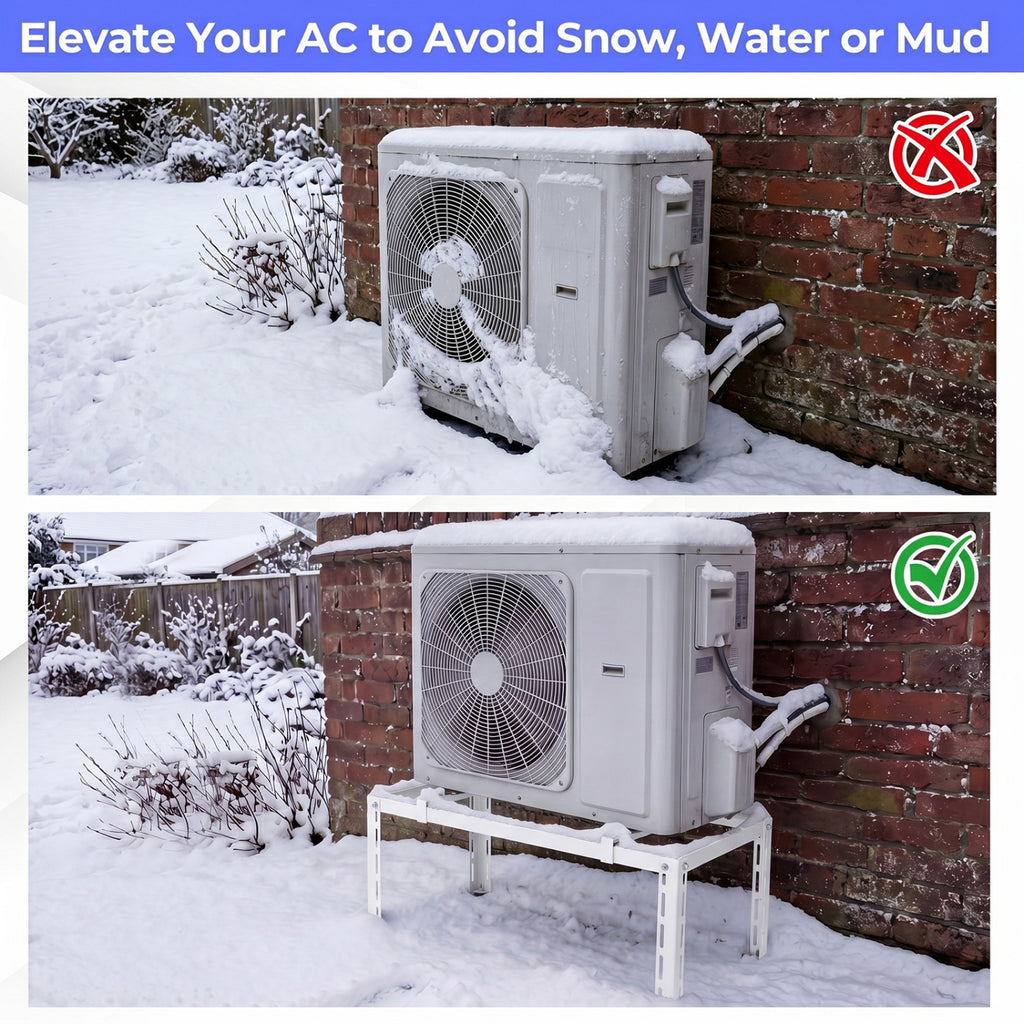 Mini Split Ground Stand Adjustable for 9000-36000 BTU Ductless Air Conditioners Heat Pump-White